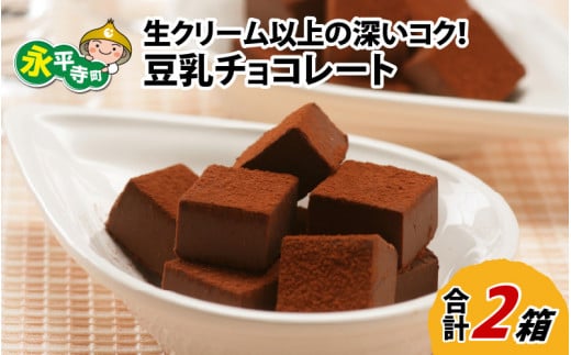 生クリーム以上の深いコク！豆乳チョコレート 9粒×2箱 [A-013005] バレンタイン チョコ 洋菓子 濃厚 生チョコ  豆乳 バレンタインデー ホワイトデー 福井県 永平寺 生チョコレート チョコレート ダークチョコ ダークチョコレート ギフト プレゼント 箱