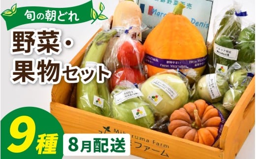 朝どれ 旬な野菜 果物セット 9種類セット【1回単発便】【お届け月8月】/ 農薬・化学肥料不使用