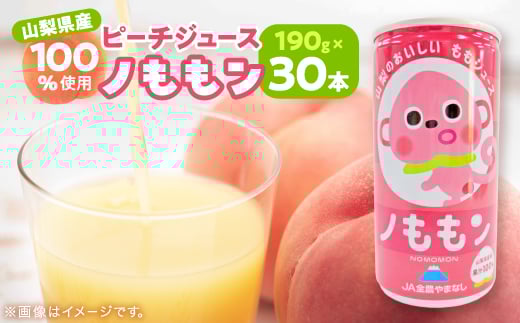 ピーチジュース(ノももン)_ジュース ピーチジュース 桃 もも モモ ピーチ ノももン のももん 桃ジュース 果実飲料 飲料 飲み物 ソフトドリンク 濃縮還元 加糖 缶 190g×30本 山梨県 ギフト プレゼント 送料無料【1202552】