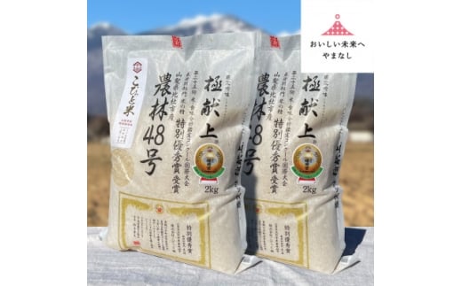 国際大会受賞歴有!＜令和7年産＞こぴっと米＜農林48号＞玄米・4kg　特別栽培米_美味しい 健康 人気 米 玄米 山梨県 特別栽培米【1652050】