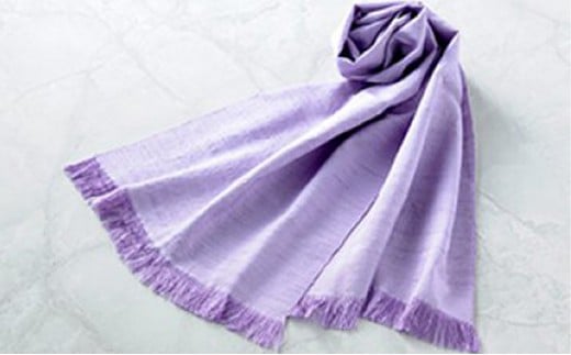 「伝統的工芸品」伊那紬（スカーフ）藤色⑦[№5659-7107]