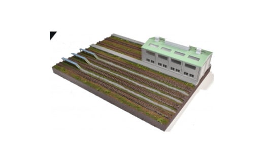 Nゲージ用 鉄道模型用ジオラマ展示台 37×26cm 複線機関庫付き6線ヤード(TOMIX複線機関)【1590494】
