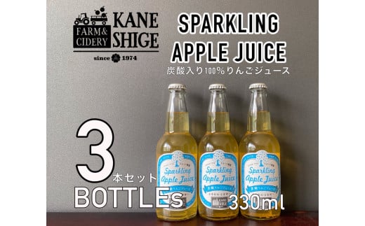 りんご果汁100%使用! 炭酸りんごジュース 330ml×3本セット