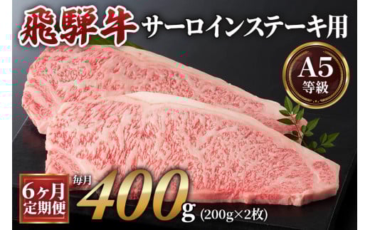 [6ヶ月定期便][A5等級]飛騨牛サーロインステーキ用 400g(200g×2枚) [0340]