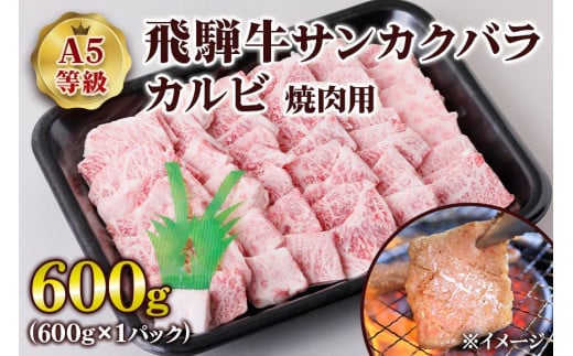 [A5等級] 飛騨牛サンカクバラカルビ焼き肉用600g| 牛肉 [0860] のし対応可