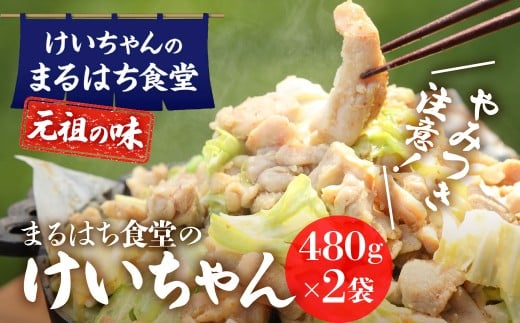 鶏ちゃん発祥の名店「まるはち食堂」こだわり抜かれた下呂の味！！けいちゃん 480g×2（約6人前）冷凍  ケイちゃん 郷土料理 まるはち 下呂市 鶏肉 味付け 味付き 焼くだけ 簡単調理 下呂温泉 けーちゃん おすすめ まるはち 下呂市 まるはち食堂