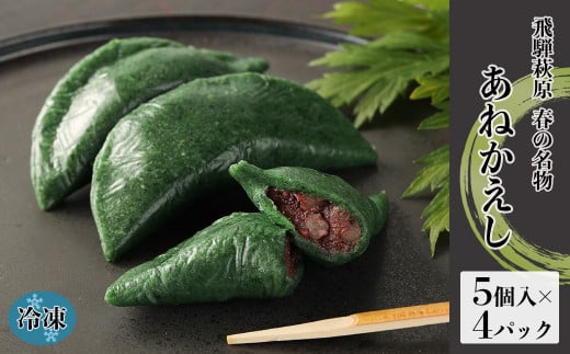 【冷凍配送】あねかえし 20個入り（5個入×4パック）和菓子 生菓子 よもぎ ヨモギ のうさん糀村  おかし あんこ 小豆 団子 限定 季節限定 手作り 下呂市