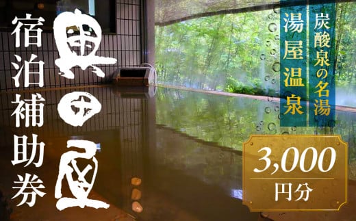 湯屋温泉 【奥田屋】宿泊補助券（3,000円分）旅館 温泉 旅行 下呂市 宿泊券 小坂