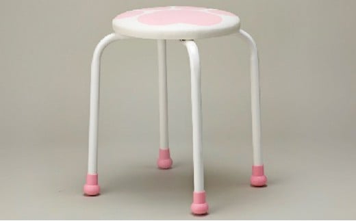 [№5533-7073]0117かわいい肉球柄のスツール（イス）　ピンク