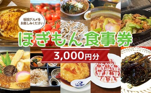 ほぎもん食事券(3,000円分）グルメ お食事券 チケット 商品券 ギフト プレゼント 岐阜県 坂祝町 さかほぎ F6M-144