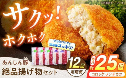 【12回定期便】あんしん豚 コロッケ・メンチカツセット 豚肉 ロース 国産 白川町 / 藤井ファーム [AWAF024]