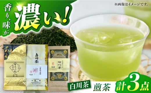 茶文の白川茶 3種セット （一番茶特上煎茶/特上かりがね/正喜撰） 各100g 白川町 / 茶文 白川 白川茶 緑茶 茶葉 お茶 [AWBU003]