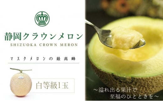 静岡クラウンメロン 白 1玉 果物 くだもの フルーツ 旬の果物 旬のフルーツ メロン クラウンメロン マスクメロン 化粧箱 ギフト 贈り物 プレゼント 高級フルーツ 高級 静岡 静岡県 浜松市 【配送不可：離島】 [№5786-2733]