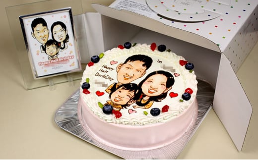 似顔絵ケーキ7号サイズ（人物3人）引換券 [№5786-4127]