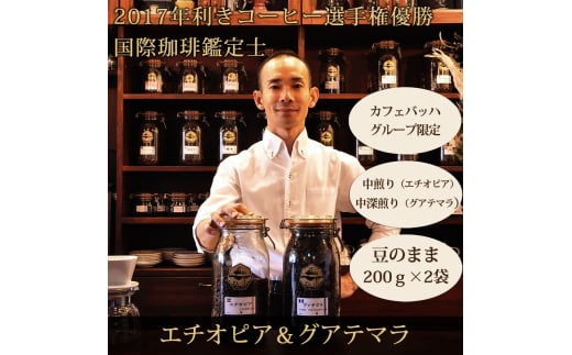 0010-59-03 【カフェバッハグループ限定】豆・エチオピア＆グアテマラ｜中煎り・中深煎り｜赤富士珈琲｜利き珈琲チャンピオン厳選