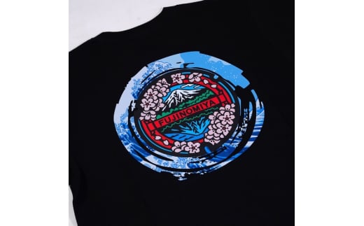 0014-74-05 富士宮市 マンホールTシャツ 波 (黒) : Sサイズ