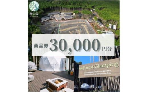 静岡県伊東市＜奏の森リゾート＞フォレストグランピングでも使える商品券30,000円分【1571041】