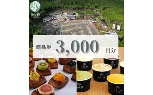 静岡県伊東市＜奏の森リゾート＞奏の森Resortsのカルムでも使える商品券3,000円分【1571053】