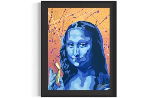 アクリル絵画 オーダー作品 F10(530mm×455mm)サイズ【絵画：似顔絵 / 額：ブラック】