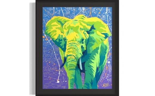 アクリル絵画 オーダー作品 F15(652mm×530mm)サイズ【絵画：動物ペット / 額：ブラック】