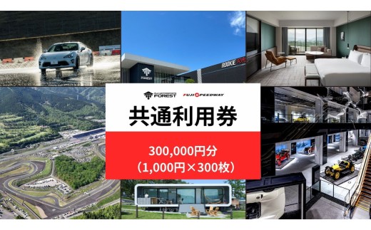 富士 モータースポーツフォレスト エリア 共通利用券　300,000円（1,000円券×300枚）【 体験型 利用券 チケット モータースポーツ 富士スピードウェイ ホテル ミュージアム 静岡県 小山町 】AW68