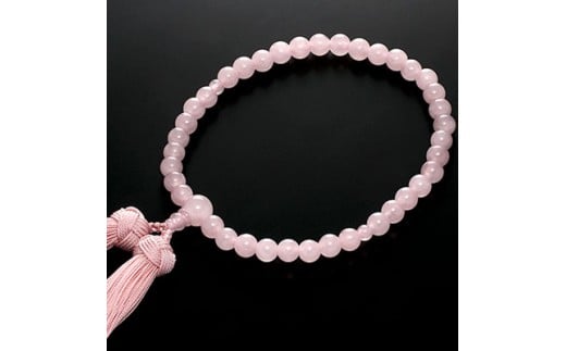 数珠女性用　ローズクォーツ　正絹花かがり房　桐箱入【1017408】