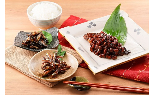 [№5830-0003]佃煮三昧セット（もろこ、新ばえ、鮒味噌）