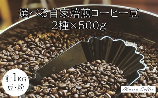 20-94自家焙煎コーヒー豆 選べる2種×500g 合計１kg コーヒー豆 粉 飲み比べ