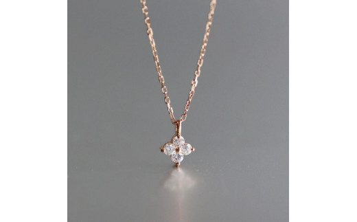 【K10ピンクゴールドダイヤモンドネックレス】大人気 可愛い4枚花びらのダイヤモンド0.132ct 長さ40cm KN01001D / 金 ゴールド ダイヤ ジュエリー アクセサリー ギフト プレゼント レディース シンプル 定番