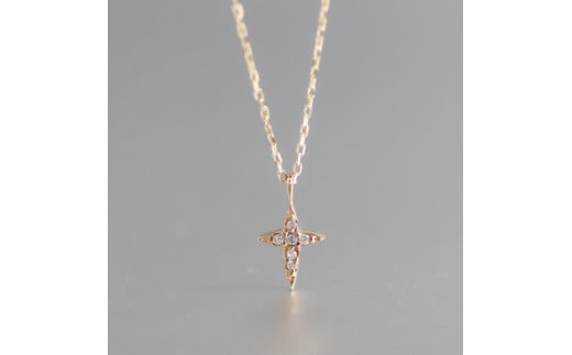 【K10イエローゴールドネックレス】存在感バツグン ダイヤモンド0.033ctの十字星 長さ40cm　KN01008 / 金 ゴールド ダイヤ ジュエリー アクセサリー ギフト プレゼント レディース シンプル 定番