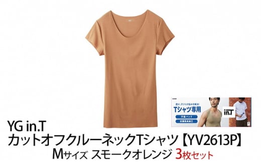 グンゼ YG in.T カットオフクルーネックTシャツ【YV2613P】Mサイズ スモークオレンジ3枚セット GUNZE [№5716-0425]