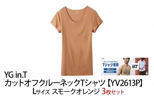 グンゼ YG in.T カットオフクルーネックTシャツ【YV2613P】Lサイズ スモークオレンジ3枚セット GUNZE [№5716-0426]