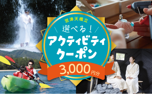 宮津・天橋立のアクティビティで使えるクーポン券3,000円分[№5716-0745]