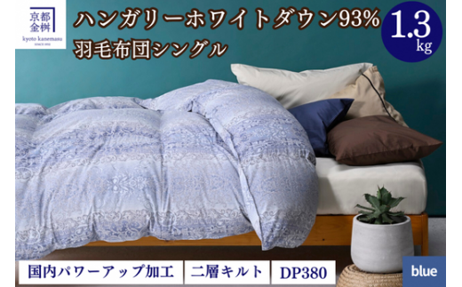 【ブルー（柄）】羽毛布団 シングル 軽くて暖かい、ふかふか羽毛布団 本掛けタイプ 1枚お届け シングルサイズ【株式会社京都金桝 ハンガリー産ホワイトダウン93％使用 重量1.3kg DP380 2層キルト ミスト 京都亀岡産羽毛布団 ふるさと納税羽毛布団 人気羽毛布団 国産羽毛布団 日本製羽毛布団 亀岡産羽毛布団 新生活 亀岡の羽毛布団 京都府の羽毛布団 国内製造羽毛布団 新生活羽毛布団】