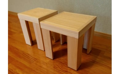 木の香アート『まどころ』 桧の多用途二連スツール