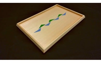 こまめに役立つ桧のトレー(三角文様)　【赤と焦げ茶】