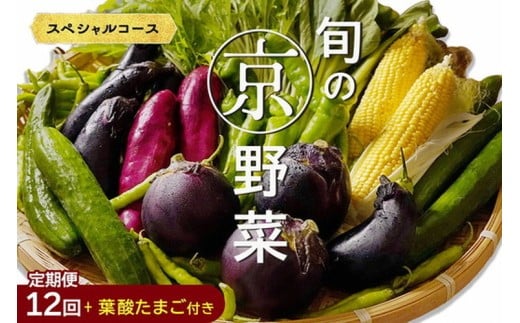 【12回定期便】旬の京野菜 毎月お届けスペシャルコース（全12回）＆『葉酸たまご』10個入り×1パック×3回分付き《野菜定期便 野菜詰め合わせ 野菜セット 京野菜 旬の野菜 新鮮野菜 卵 野菜 定期便 12回 卵》