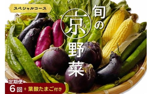 【6回定期便】旬の京野菜　毎月お届けスペシャルコース（全6回）＆『葉酸たまご』10個入り×1パック×3回分付き《野菜定期便 野菜詰め合わせ 野菜セット 京野菜 旬の野菜 新鮮野菜 卵 野菜 定期便 6回 卵》※沖縄・離島・諸島へのお届け不可