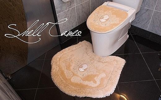 シェルカメオ 【アプリコット】 トイレマット・フタカバーセット