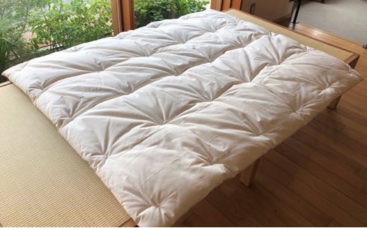 自然素材の手作りこども掛けふとん+和晒しガーゼで作ったカバー(ブルー)のセット