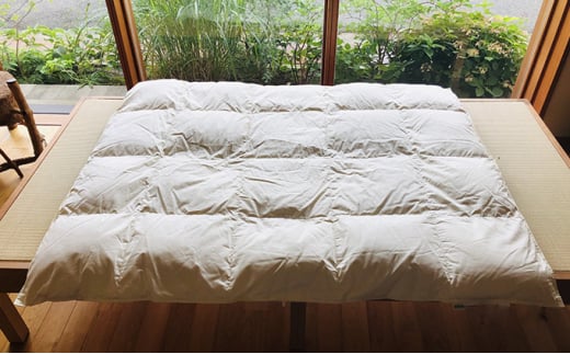 こどもサイズの羽毛ふとん+ 和晒しガーゼで作ったカバー(ブルー)のセット