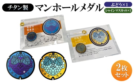 チタン製マンホールメダル【ぶどう・シャインマスカット】