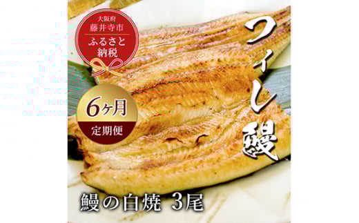 No.289 【鰻セレブ】鰻の白焼 3尾(6カ月定期便) / 美陵鰻 みささぎうなぎ フィレ鰻 ブランドうなぎ ウナギ 大阪府 特産品