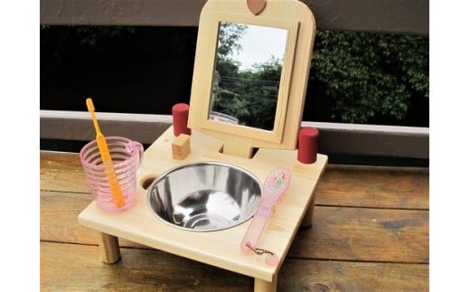 手作り木製 ミニドレッサー＆はみがきトレーニング【007D-081】