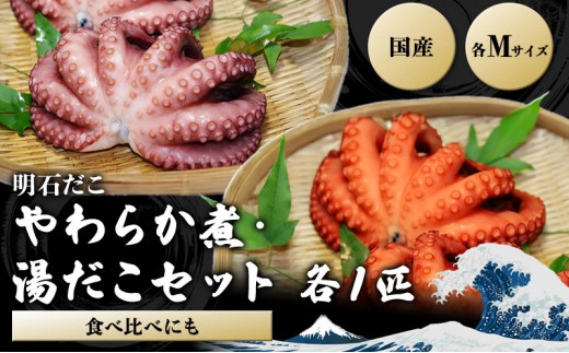 明石だこ やわらか煮 ・ 湯だこ セット[ 明石たこ 食べ比べ ボイルたこ 煮だこ 蛸 ] 魚貝類 海の幸 海鮮 身 甘い 弾力 食感 酢の物 天ぷら 明石焼 タコ焼き 食材 タコ飯 つまみ 肴 マリネ アヒージョ 国産 日本産