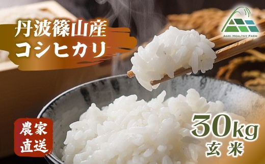 【2025年産】丹波篠山産コシヒカリ 玄米 30kg 兵庫県 丹波篠山市 げんまい 100%単一原料米 産地直送米 おいしい お米 精米 ブランド おこめ 健康 送料無料 おすすめ 人気 口コミ