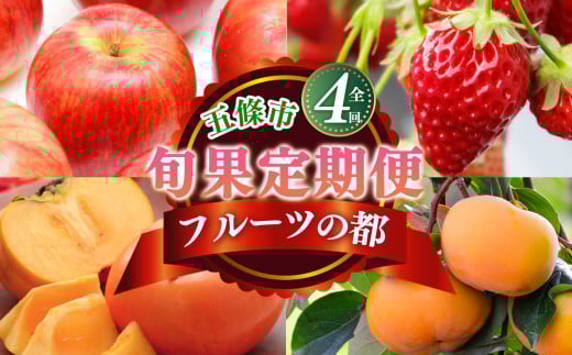 【 定期便 4 回 】 フルーツ の 都 五條市 を 代表 する 果物 定期便 ~ 季節 の 果物 ~  | 奈良 フルーツ 定期便 果物 くだもの りんご 林檎 たねなし かき 種無し JAL ファーストクラス 採用 富有柿 いちご 苺 奈良県 五條市 一押し 定期 果実 種なし カキ イチゴ ふじりんご 古都華 食べ比べ おいしい あまい 厳選 セレクト こだわり おすすめ