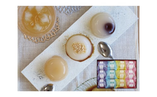 ぷるるん 12個入 ／ 井上天極堂 和スイーツ 葛餅 黒蜜 きな粉 白桃 こしあん あずき 特産品 奈良県 御所市