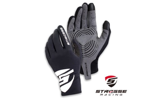 STRASSE レーシンググローブ ゲーミンググローブ ブラック / コスティック シリコン 滑り止め加工 衝撃吸収パッド タッチパネル対応 伸縮性 通気性 奈良県 御所市