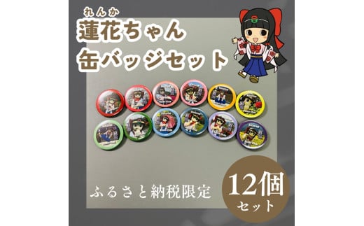 蓮花ちゃん 缶バッジセットC(12個入) / ゆるキャラ ご当地キャラ グッズ マスコット コレクション 奈良県 葛城市【kckk004】